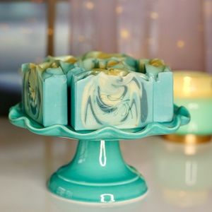 3 BARS OF HANDMADE ARTISAN SOAP WITH BLUE SWIRLS: OCEANIA